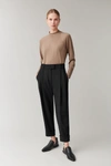 Cos Dropped Crotch Trousers With Pleats In Black