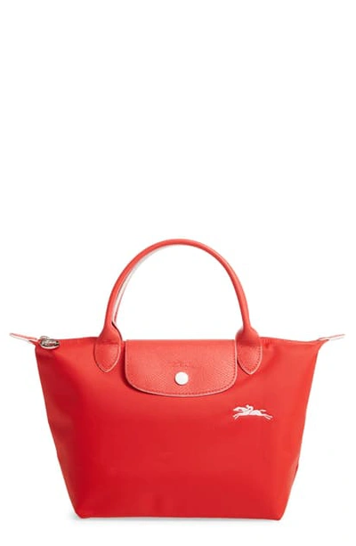 Longchamp Le Pliage Club Small Top-handle Tote Bag In Vermillion