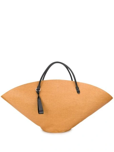 Jil Sander Leather-trim Raffia Tote Bag In Peanuts