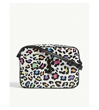 Saint Laurent Lou Leopard Print Leather Camera Bag In White/multi Pink