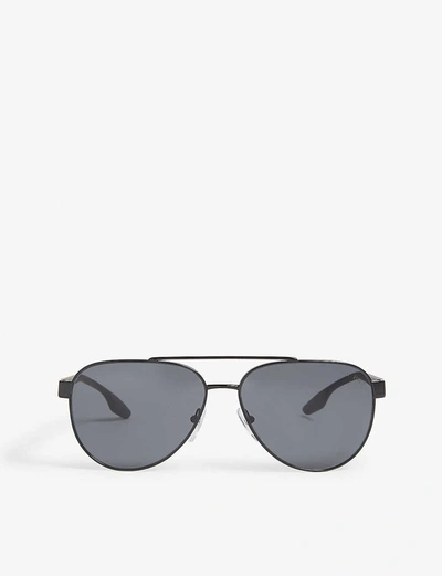 Prada 54ts Aviator Sunglasses In Black