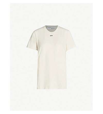 Off-white Floral Logo-print Cotton-jersey T-shirt In White Borde