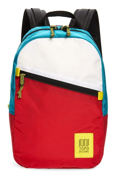Topo Designs Light Backpack In White/ Red/ Turquoise