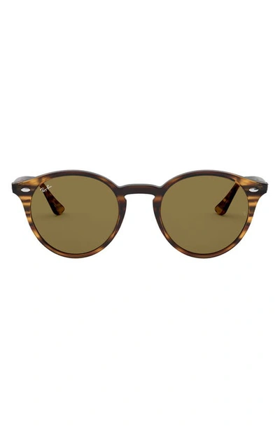 Ray Ban Highstreet 49mm Round Sunglasses In Red Havana/ Brown Solid