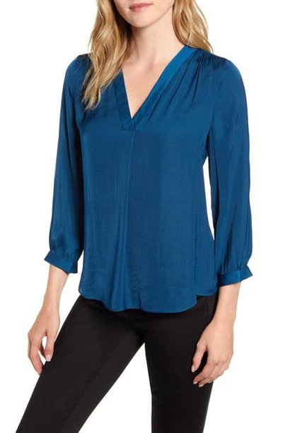 Vince Camuto Rumple Fabric Blouse In Deacon Blue