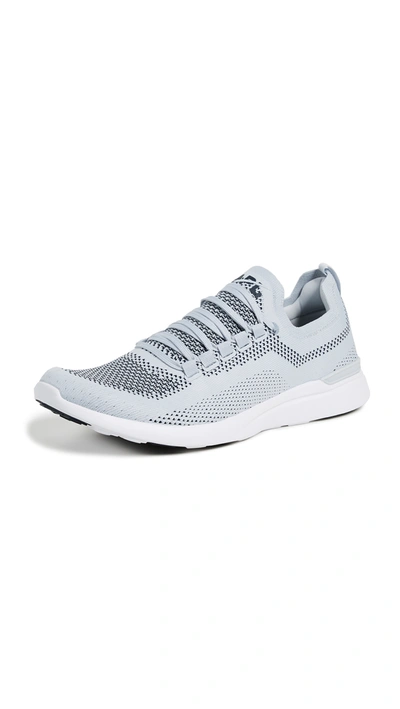 Apl Athletic Propulsion Labs Techloom Breeze White And Black Knitted Sneakers In White/ Black