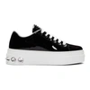 Miu Miu Black Patent Crystal Platform Sneakers