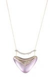 Alexis Bittar Pave Crystal & Lucite-detail Pendant Necklace, 16 In Mulberry