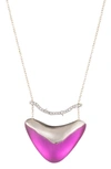 Alexis Bittar Pave Crystal & Lucite-detail Pendant Necklace, 16 In Fuchsia