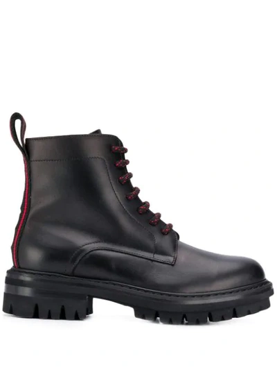 Dsquared2 Signature Black Leather Combat Boots