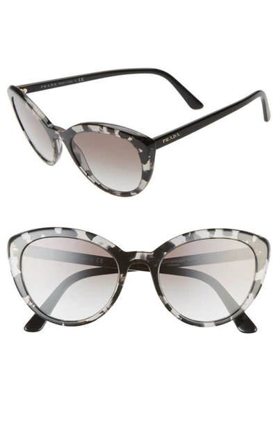 Prada Semi-transparent Acetate Cat-eye Sunglasses In Grey Havana/ Grey Gradient