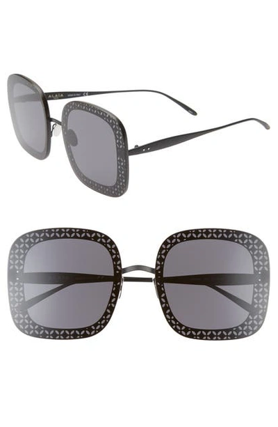 Alaïa Perforated Metal Square Sunglasses In Black