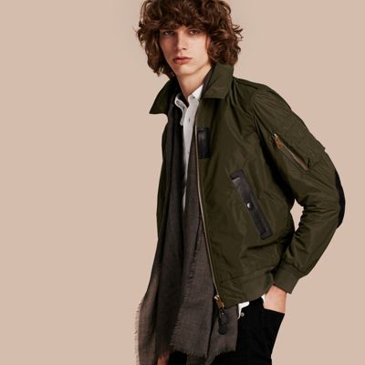 Burberry Lightweight Leather Trim Technical Jacket In Khakifarben ...