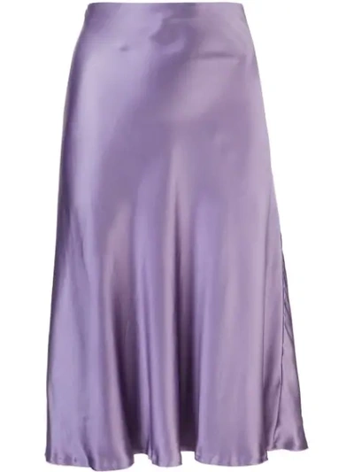 Nili Lotan Silk Midi Skirt In Purple