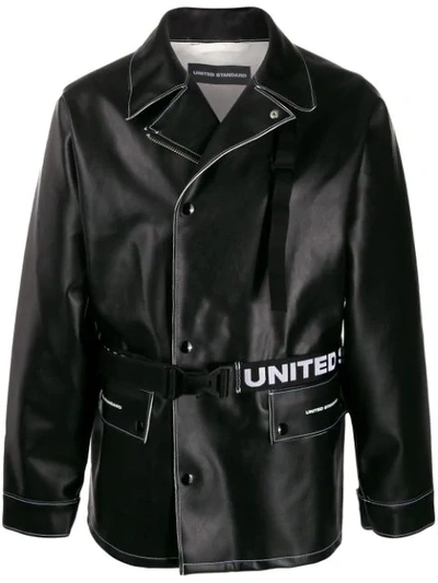United Standard Logo Belt Biker Jacket In Black