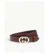Gucci Gg Buckle Leather Belt In Bordeaux