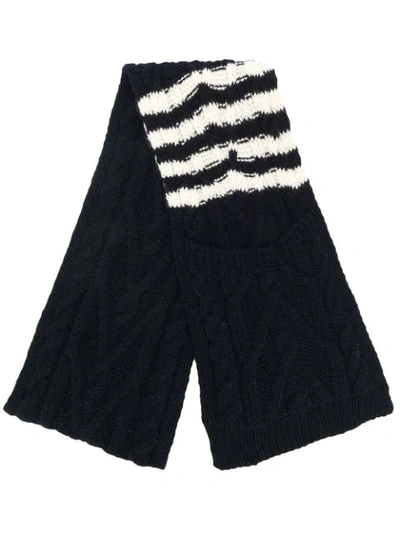 Thom Browne Aran Cable Knit Wool-blend Scarf In Blue