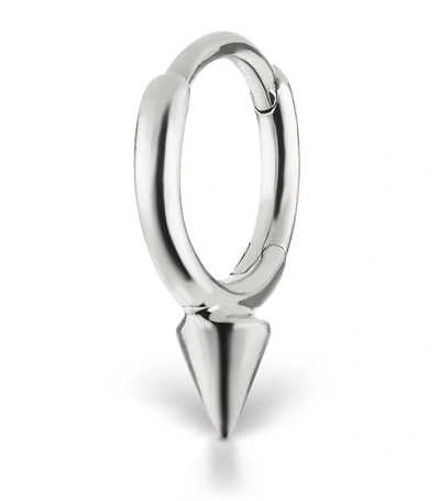 Maria Tash Single Short Spike Non-rotating Single Hoop Earring (6.5mm) In White