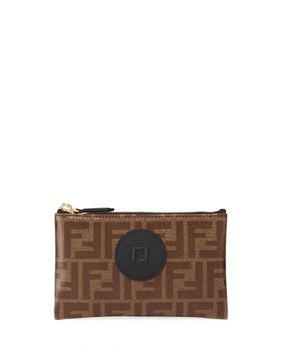 Fendi Ff Fabric Small Wallet Pouch In Brown Pattern