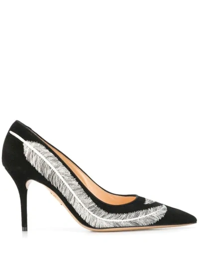 Charlotte Olympia Women's Emilia Feather Embroidered High-heel Pumps In Black