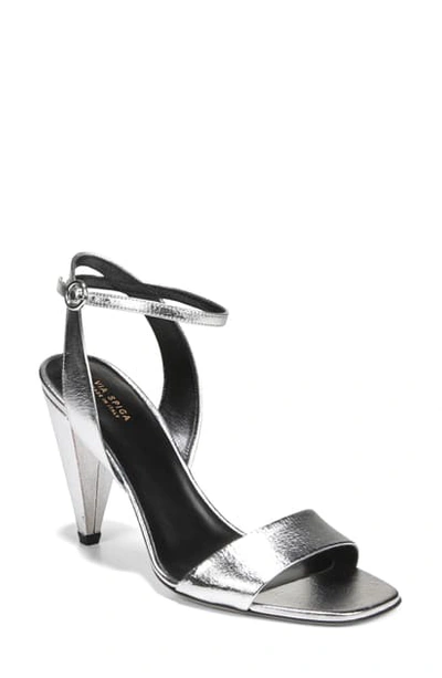 Via Spiga Women's Ria Cone Heel Strappy Sandals In Silver