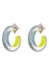 Alexis Bittar Small Skinny Two-tone Hoop Earrings In Montana Blue