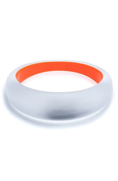 Alexis Bittar Tapered Two-tone Lucite Bangle Bracelet In Silver