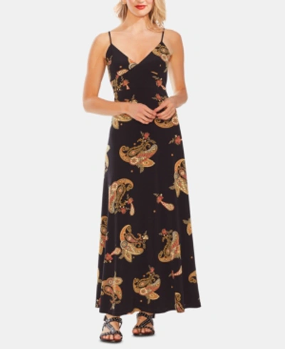 Vince Camuto Paisley Spice Printed Maxi Dress In Rich Black