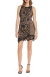 Adelyn Rae Alessia Lace Cocktail Sheath Dress In Black-nude