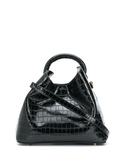 Elleme Baozi Croc Embossed Leather Bag In Black