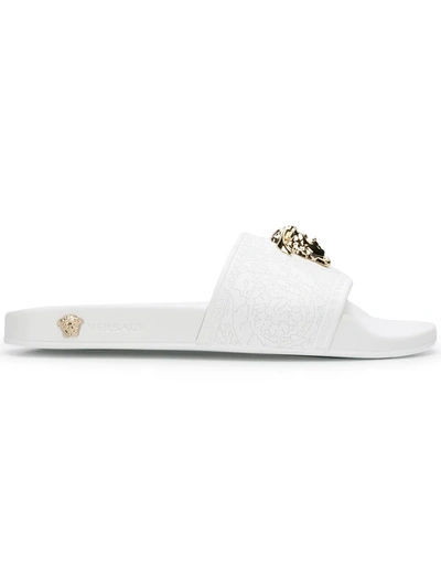 Versace Medusa Rubber Slides In Bianco