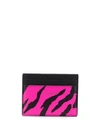 Saint Laurent Animal Print Credit Card Case Pink In Black