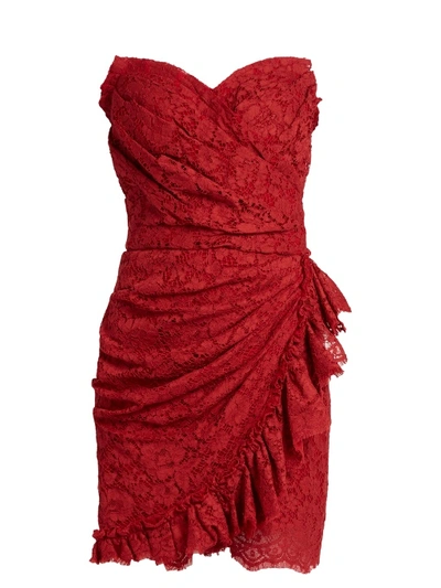 Dolce & Gabbana Cordonetto-lace Strapless Dress In Red | ModeSens