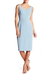 Betsey Johnson Scoop Neck Sleeveless Crepe Midi Dress In Bluegrey