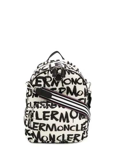Moncler All Over Logo Backpack In Black