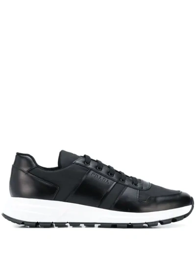 Prada Nylon & Leather Runner Sneaker In Black