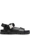 Prada Buckle-detailed Leather Sandals In Black