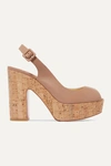 Christian Louboutin Dona Anna 120 Leather Slingback Platform Sandals In Neutral