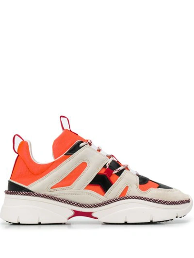 Isabel Marant Kindsay Suede, Leather And Mesh Sneakers In Orange