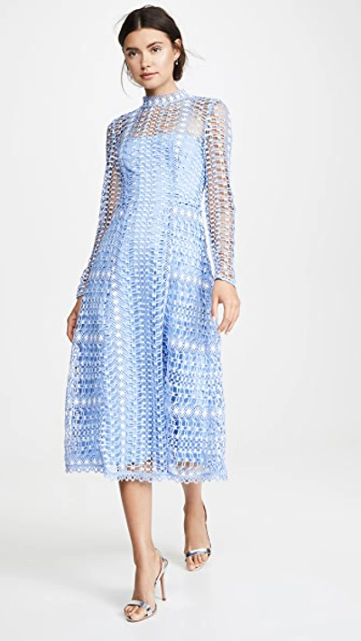 Temperley London Bamboo Lace Midi Dress, Sky, Uk6 In Light Blue