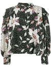 Isabel Marant Ricky Ruffled Printed Silk-blend Crepe De Chine Blouse In Black