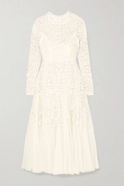 Needle & Thread Bella Embellished Tulle Midi Dress In Ivory