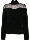 Fendi Lace Inset Wool & Cashmere Sweater In Black