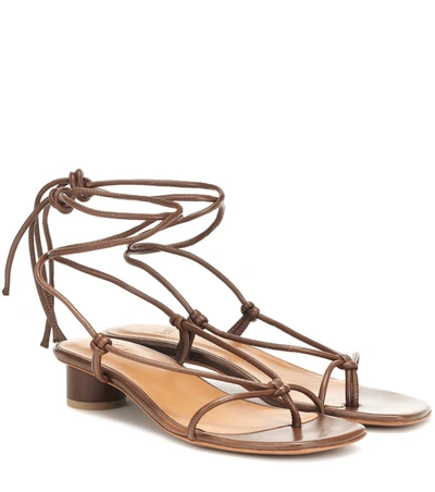 Loq Dora Leather Sandals In Brown