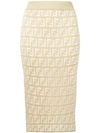 Fendi Logo Embroidered Knit Pencil Skirt In Green