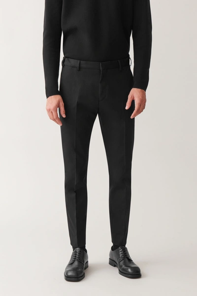 Cos Slim-fit Zipped Hem Trousers In Black