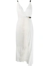 Prada Pleated Twill Wrap Dress W/feathers In White