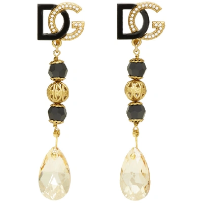 Dolce & Gabbana Dolce And Gabbana Black And Gold Drop Earrings In N0011 Blk/g