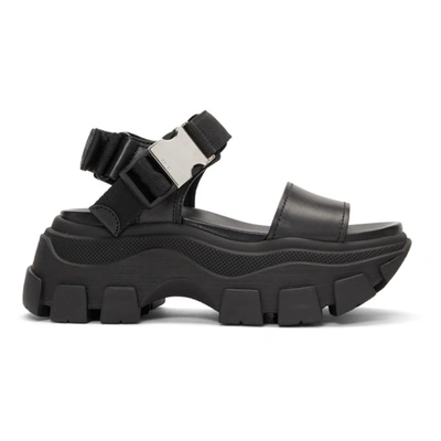 Prada Buckled Leather Platform Sandals In Black