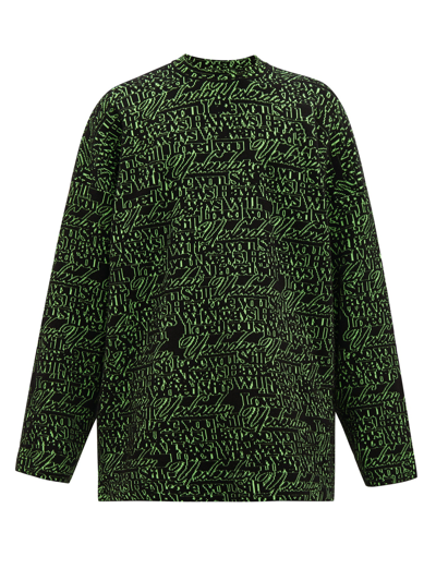 Balenciaga Love-jacquard Wool-blend Sweater In Green